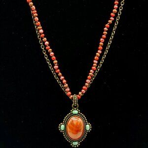 Nina Ricci Beaded Pendant Necklace And Dangle Earring Set